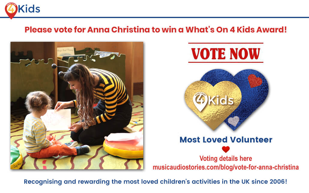 What's On 4 Kids Awards 2026 - Vote Now - Anna Christina - Music Audio Stories (Storytime with Anna Christina) - banner image